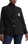 Ralph Lauren Womens Textured Jacquard Two-button Blazer In Polo Black