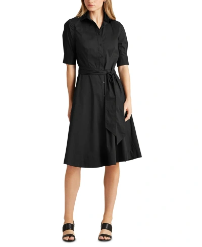 Ralph Lauren Cotton Shirtdress In Black