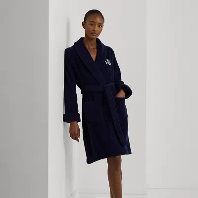 Ralph Lauren Cotton Terry Shawl-collar Robe In Navy