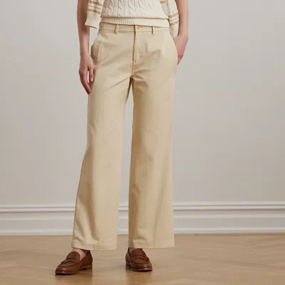 Ralph Lauren Cotton Twill Wide-leg Pant In Ivory Beige