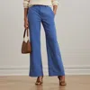 Ralph Lauren Lauren  Wide Leg Cotton Twill Pants In Medium Blue Wash