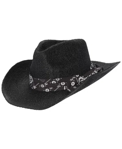 Lauren Ralph Lauren Cowboy Hat With Fabric Tie In Black