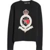Ralph Lauren Lauren  Crest Cotton Graphic Crewneck Sweater In Black Multi