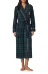 Lauren Ralph Lauren Crest Embroidered Robe In Green Plaid