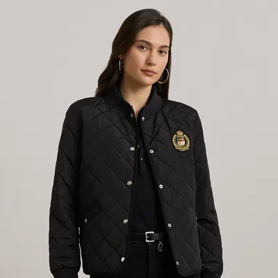 Ralph Lauren Crest-patch Quilted Bomber Jacket In Black