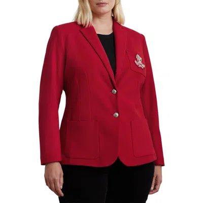 Lauren Ralph Lauren Plus Size Jacquard Blazer In Red