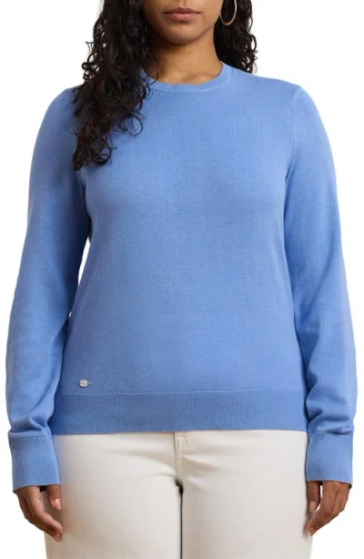 Ralph Lauren Lauren  Crewneck Cotton Blend Sweater In Sky Blue