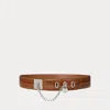 Ralph Lauren Croc-embossed Chain Padlock Wide Belt In Tobacco/lauren Tan