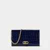Ralph Lauren Croc-embossed Medium Adair Crossbody In Refined Navy