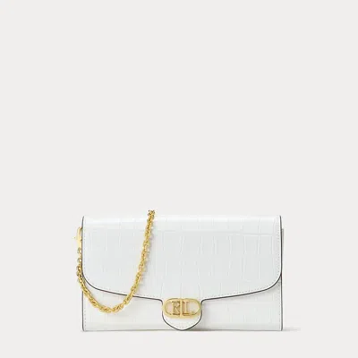 Ralph Lauren Croc-embossed Medium Adair Crossbody In White