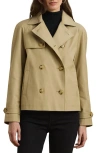 Ralph Lauren Lauren  Crop Cotton Blend Trench Coat In Birch Tan