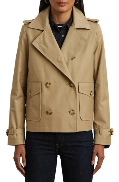 Ralph Lauren Lauren  Crop Cotton Blend Trench Coat In Birch Tan