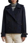 Ralph Lauren Lauren  Crop Cotton Blend Trench Coat In Dark Navy