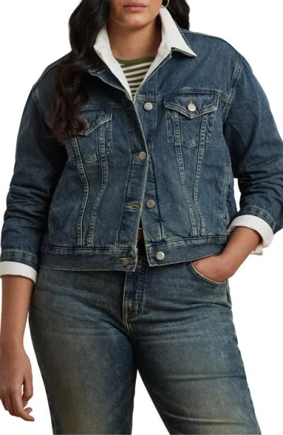 Ralph Lauren Lauren  Crop Denim Trucker Jacket In Haze Wash