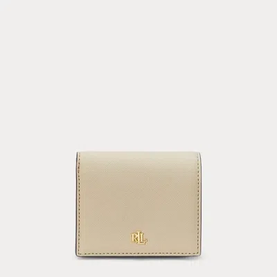Ralph Lauren Crosshatch Leather Compact Wallet In Birch Tan