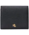 Ralph Lauren Crosshatch Leather Compact Wallet In Black