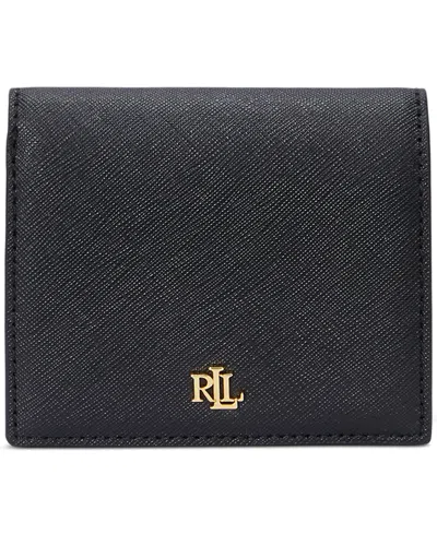 RALPH LAUREN CROSSHATCH LEATHER COMPACT WALLET