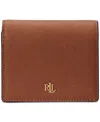 Ralph Lauren Crosshatch Leather Compact Wallet In Lauren Tan