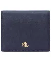 Ralph Lauren Crosshatch Leather Compact Wallet In Navy