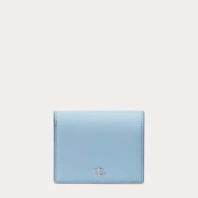 Ralph Lauren Crosshatch Leather Compact Wallet In Sky Blue