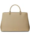 Ralph Lauren Crosshatch Leather Large Hanna Satchel In Birch Tan