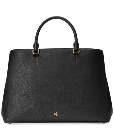 RALPH LAUREN CROSSHATCH LEATHER LARGE HANNA SATCHEL
