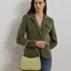 Ralph Lauren Crosshatch Leather Medium Danni Bag In Green