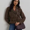 Ralph Lauren Crosshatch Leather Medium Danni Bag In Pinot Noir