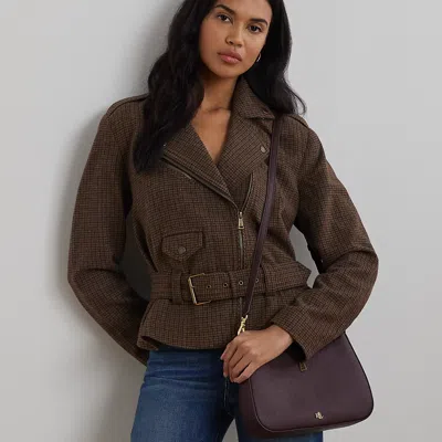 Ralph Lauren Crosshatch Leather Medium Danni Bag In Pinot Noir