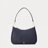 Ralph Lauren Women's Crosshatch Leather Medium Danni Shoulder Bag In Refined Navy