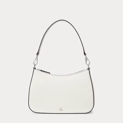 Ralph Lauren Crosshatch Leather Medium Danni Bag In Soft White/palladium