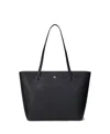 Ralph Lauren Crosshatch Leather Medium Karly Shopper Tote In Black