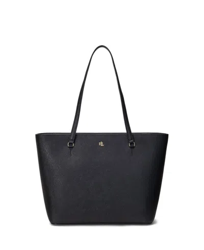 RALPH LAUREN CROSSHATCH LEATHER MEDIUM KARLY SHOPPER TOTE
