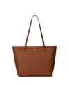Ralph Lauren Crosshatch Leather Medium Karly Shopper Tote In Lauren Tan