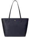 Ralph Lauren Crosshatch Leather Medium Karly Shopper Tote In Rfd Nvy