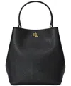 Ralph Lauren Crosshatch Leather Mini Reese Bucket Bag In Black