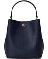 Ralph Lauren Crosshatch Leather Mini Reese Bucket Bag In Refined Navy