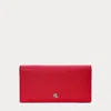 Ralph Lauren Crosshatch Leather Slim Wallet In Festive Red