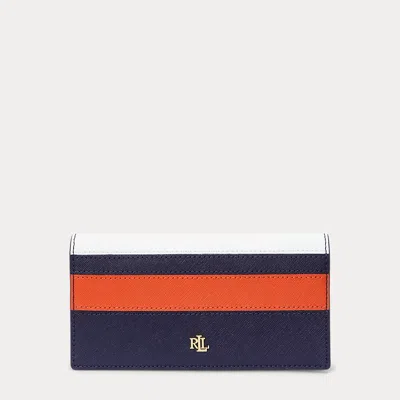Ralph Lauren Crosshatch Leather Slim Wallet In Multi