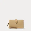 Ralph Lauren Crosshatch Leather Tech Wristlet In Birch Tan