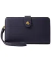 Ralph Lauren Crosshatch Leather Tech Wristlet In Navy