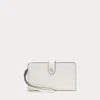Ralph Lauren Crosshatch Leather Tech Wristlet In Soft White
