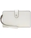 Ralph Lauren Crosshatch Leather Tech Wristlet In Soft White