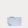 Ralph Lauren Crosshatch Leather Zip Card Case In Cornflower Blue