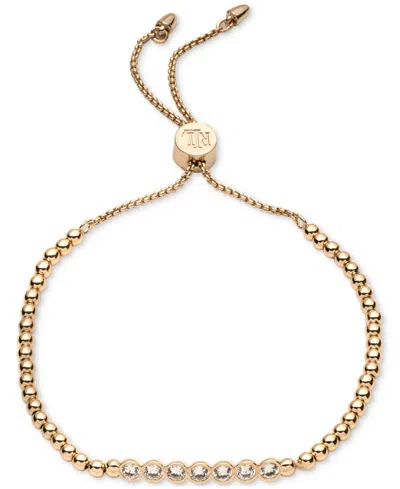 Ralph Lauren Cz Crystal Beaded Slider Bracelet In Gold