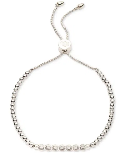 Ralph Lauren Cz Crystal Beaded Slider Bracelet In Silver