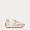 Ralph Lauren Dani Suede & Leather Sneaker In Snow White/sand Dune