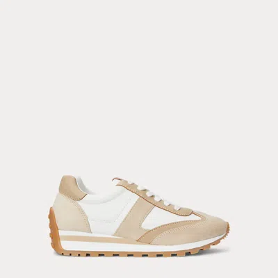Ralph Lauren Dani Suede & Leather Sneaker In Snow White/sand Dune