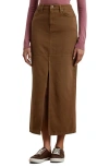 Ralph Lauren Lauren  Daniela Front Slit Denim Midi Skirt In Honey Tan Wash