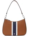 Ralph Lauren Danni Crosshatch Leather Shoulder Bag In Tan Multi